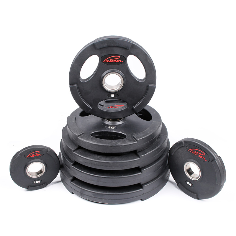 Three holes black rubber weight plate